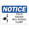 Signmission OSHA Notice Sign, 5" Height, 7" Width, Pinch Hazard Mill Screen Clamp Sign With Symbol, Landscape OS-NS-D-57-L-17281 - alternate 1